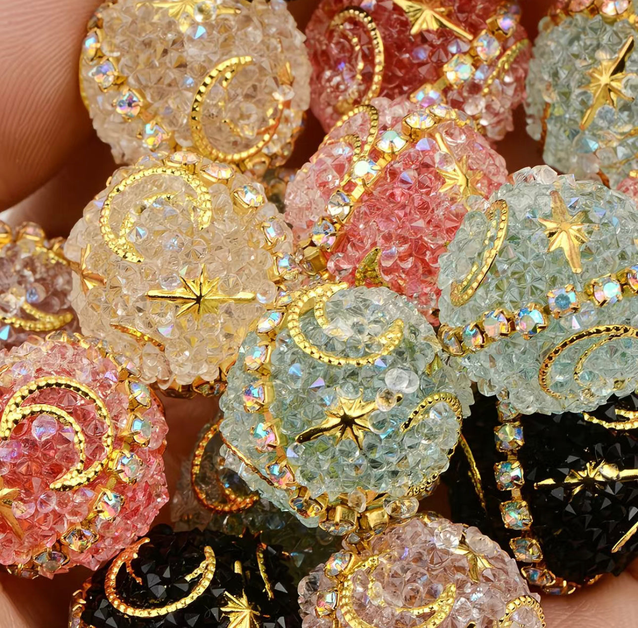 5 PCS Star and moon-shaped sugar beads DIY mobile phone chain ，string beads pen accessory